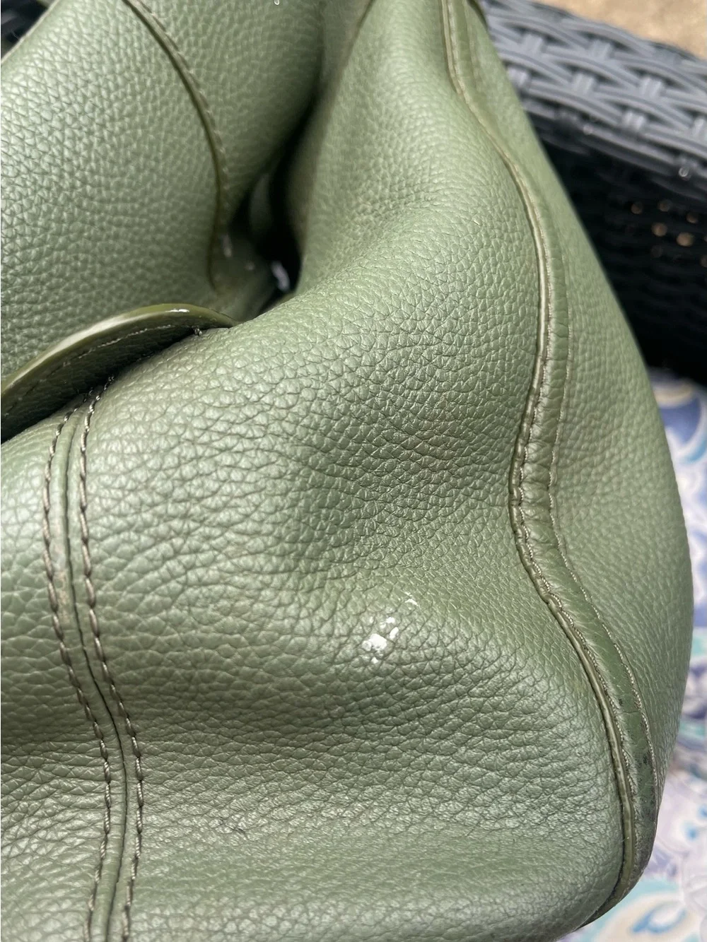 Coach Edie Pebble Leather Shoulder Bag – Green Turnlock Closure Purse Supple